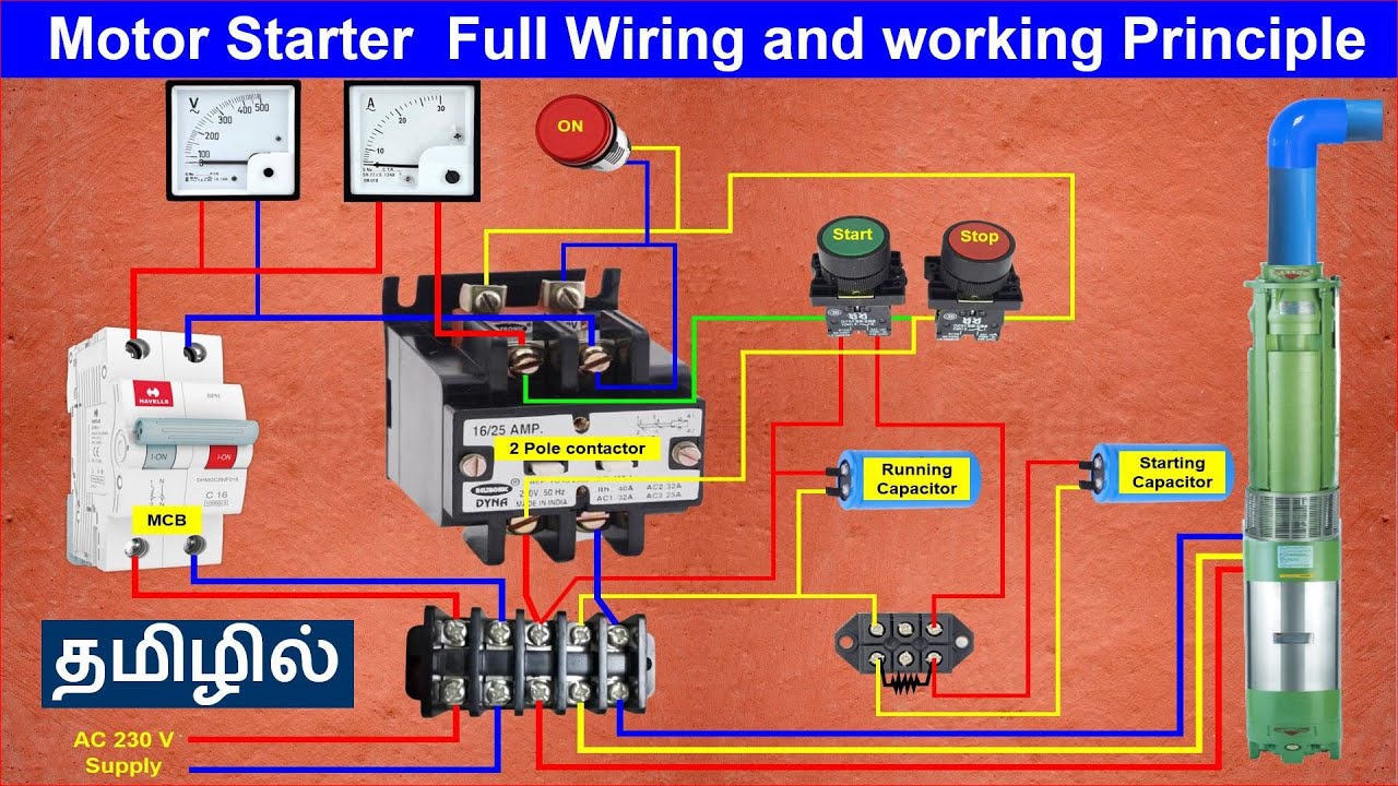 மோட்டார் ஸ்டார்டர் ஒர்கிங் தமிழில் | Starter Full Wiring and working Principle | Tech for all needs