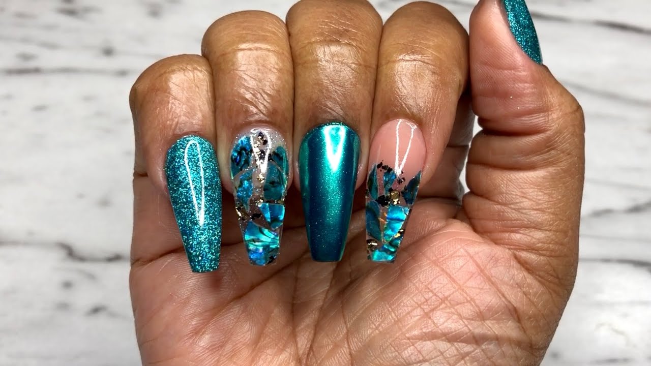 Teal Green Abalone Shell Nails | Watch Me Do My Nails