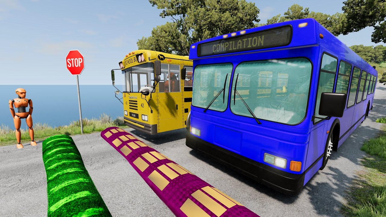 Buses vs Massive ⚠️ Speed Bumps⚠️ #11 – BeamNG.Drive