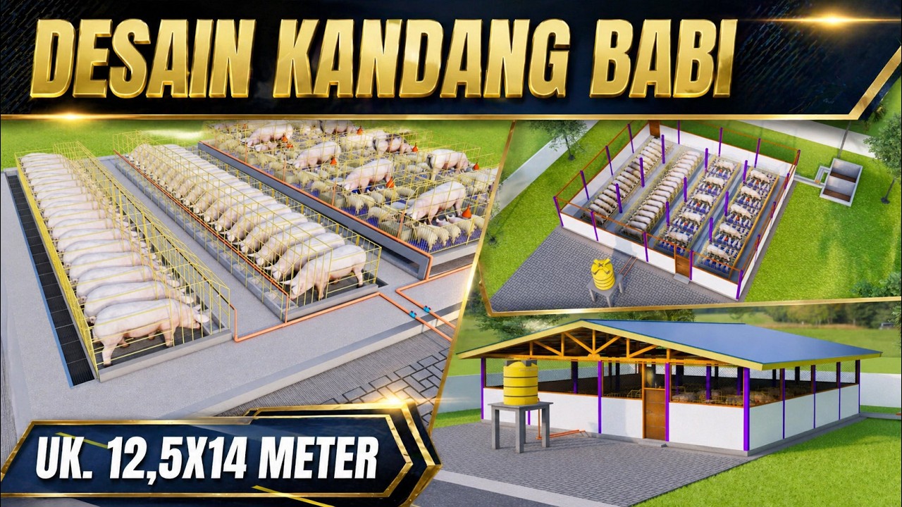 Desain Kandang Babi || Uk. 12,5 x 14 meter