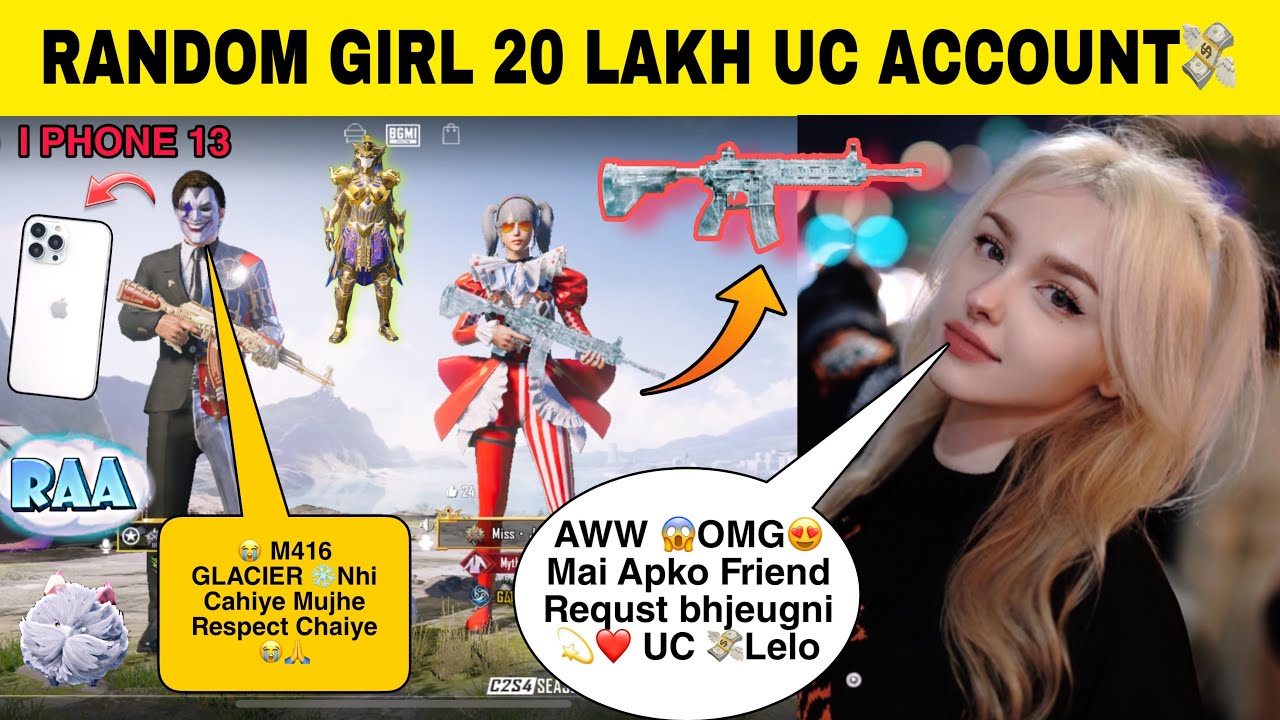 Random Rich Girl With 20,00,00 Lakh Uc 💸Inventory She Got Shocked😱 After See My 30 Lakh Glacier ?