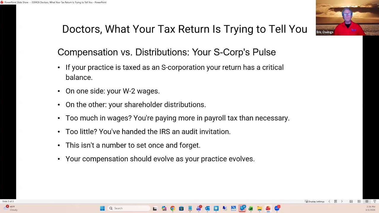 Doctors, What Your Tax Return Is Trying to Tell You