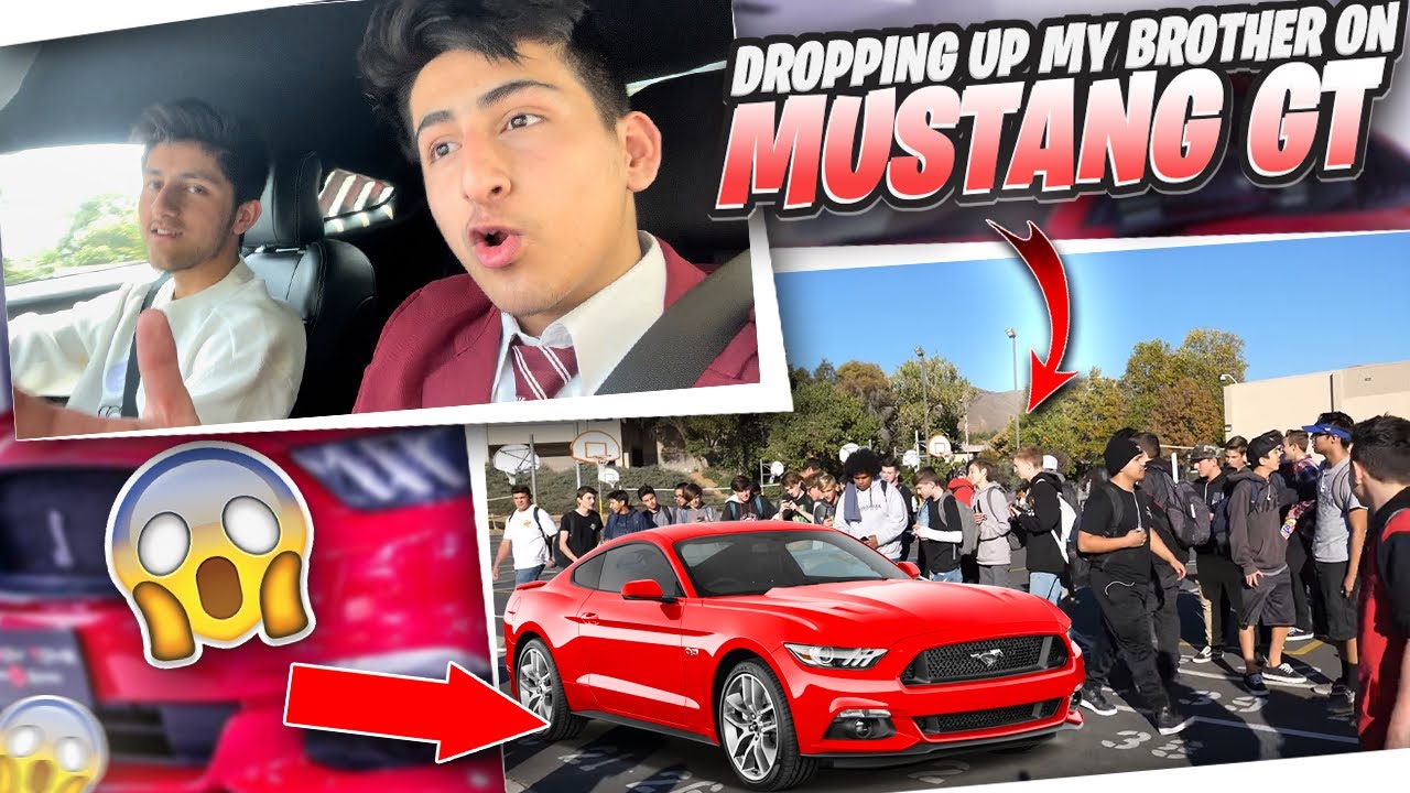 Picking Up My Little Brother From School In My MUSTANG GT
