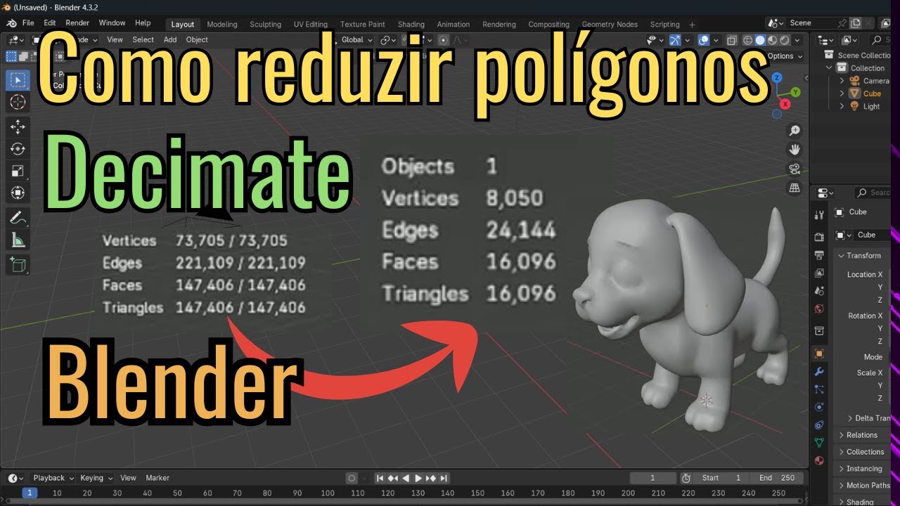 Como reduzir polígonos com o Decimate - Blender