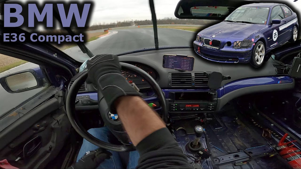 BMW E46 Compact 318ti | racing car | really slippery POV driving | 1st round