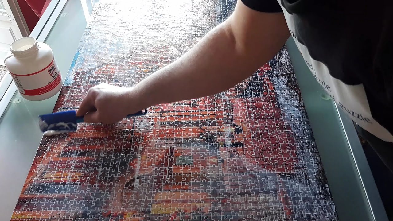 Incollaggio Puzzle 1500 pezzi con spatola in silicone,in descrizione i link dei prodotti usati