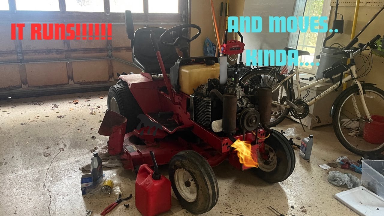 Big Mower Part 3: It Runs!!! And Kinda Moves