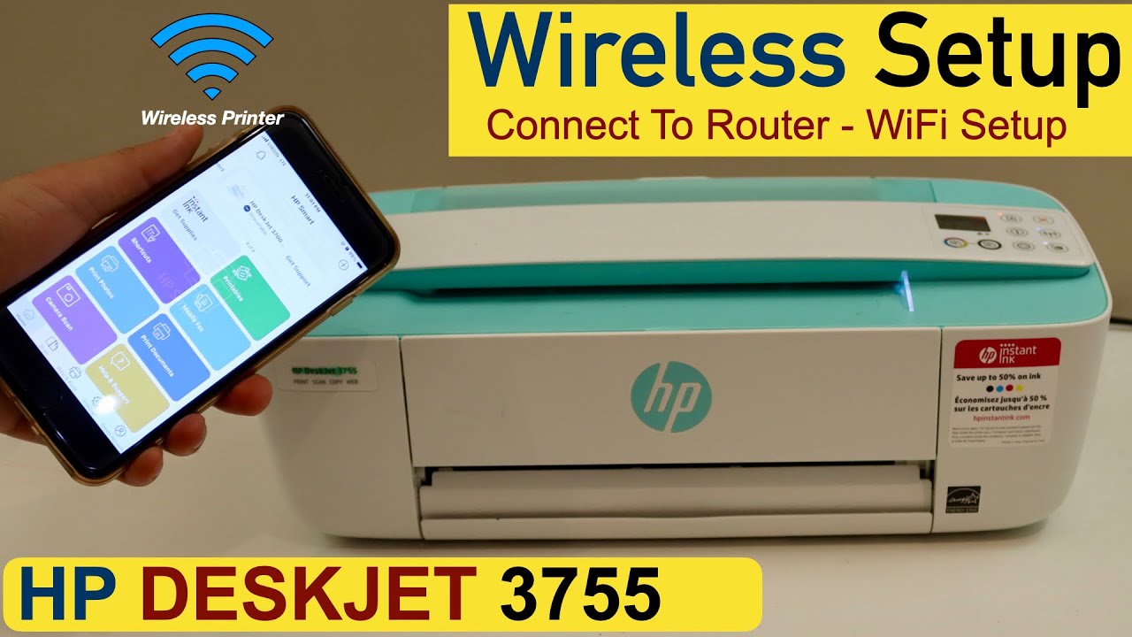 HP DeskJet 3755 Wireless Setup, Connect to WiFi, Setup iPhone.