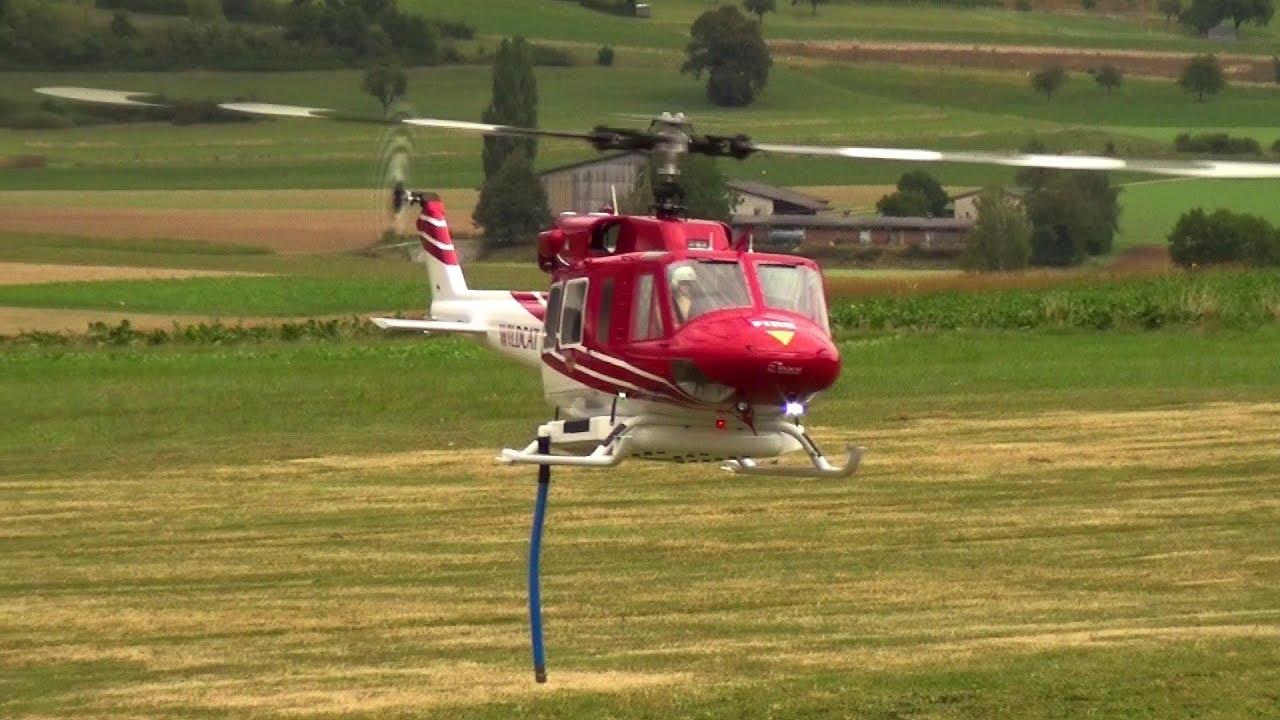 SPECIALLY RC FIREFIGHTING BELL 212 HELICOPTER WATER DUMPING DEMO