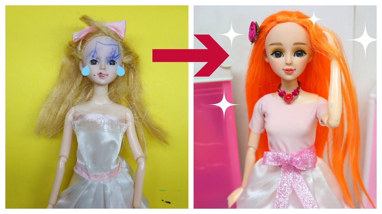 BIẾN HÓA BB #37  MẮT ĐÁ may tóc, trang điểm, may quần áo / DOLL MAKEOVER Ami DIY
