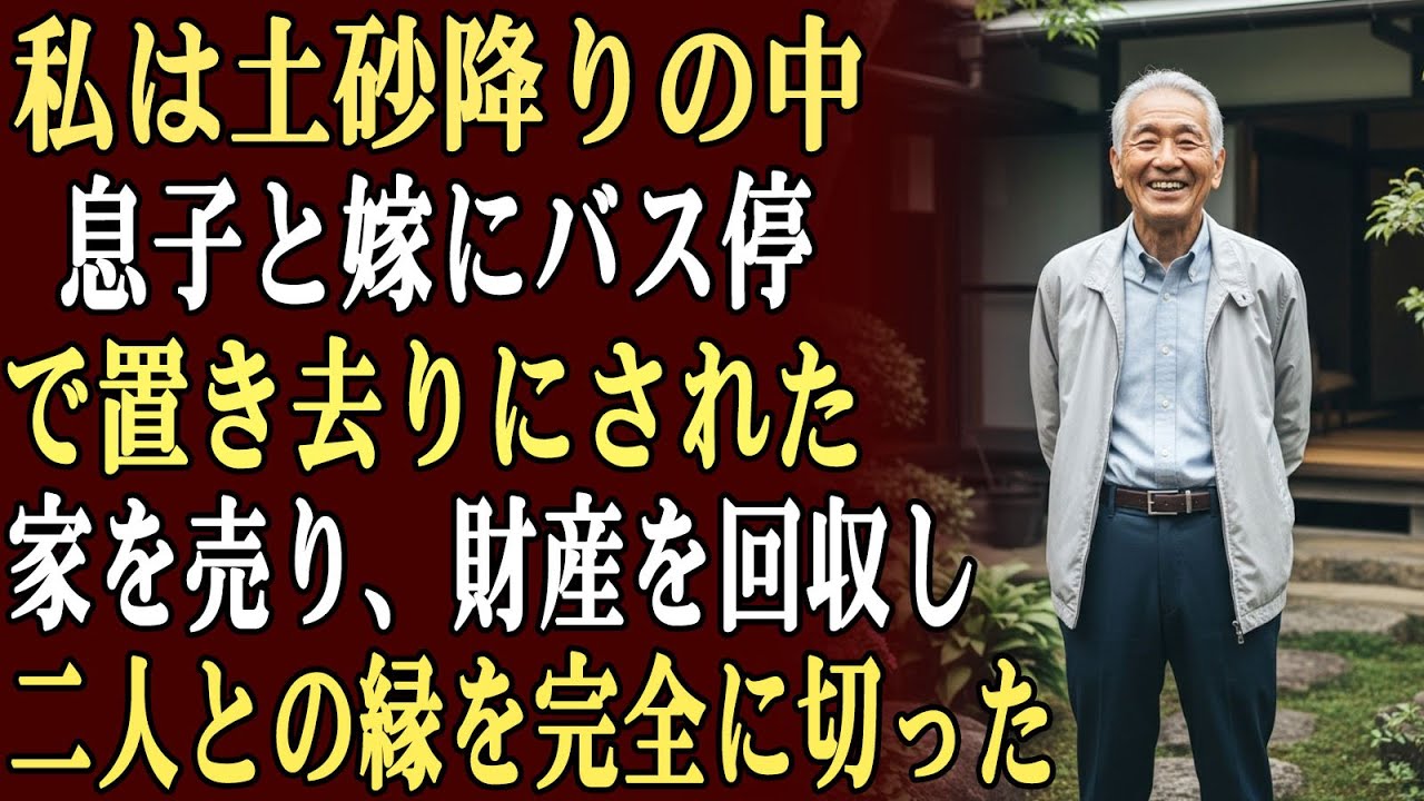 私は土砂降りの中、息子と嫁にバス停で置き去りにされた…。その直後、家を売り、財産を回収し、二人との縁を完全に切った。
