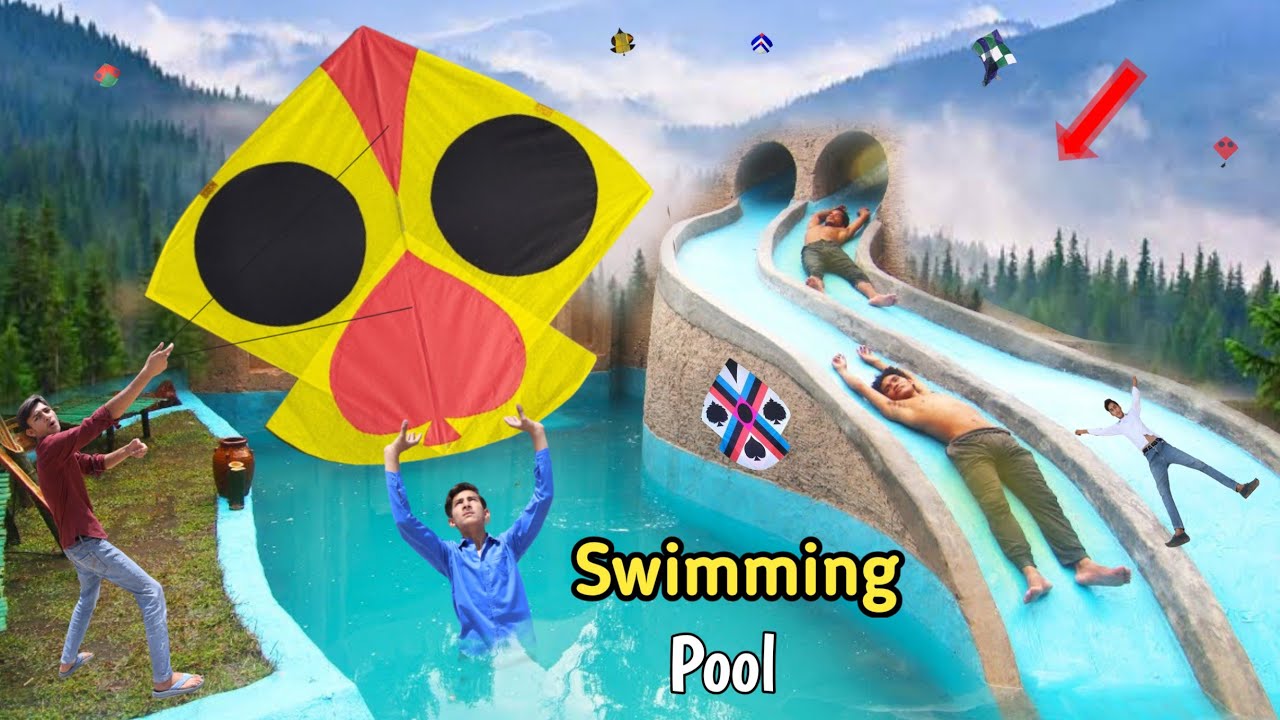 Kite Cut Fight & Make Swimming Pool 🏊