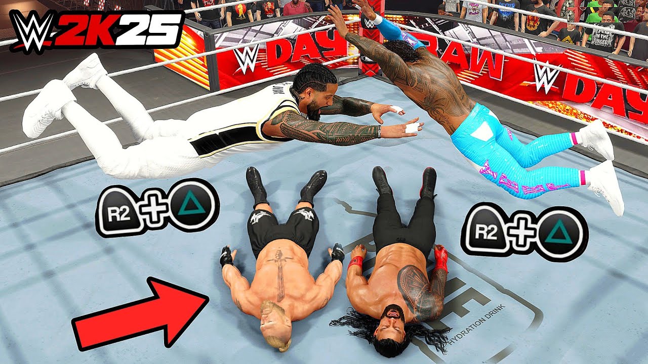 WWE 2K25 — Лучшие комбинации двойных финишеров! (чистый хаос)