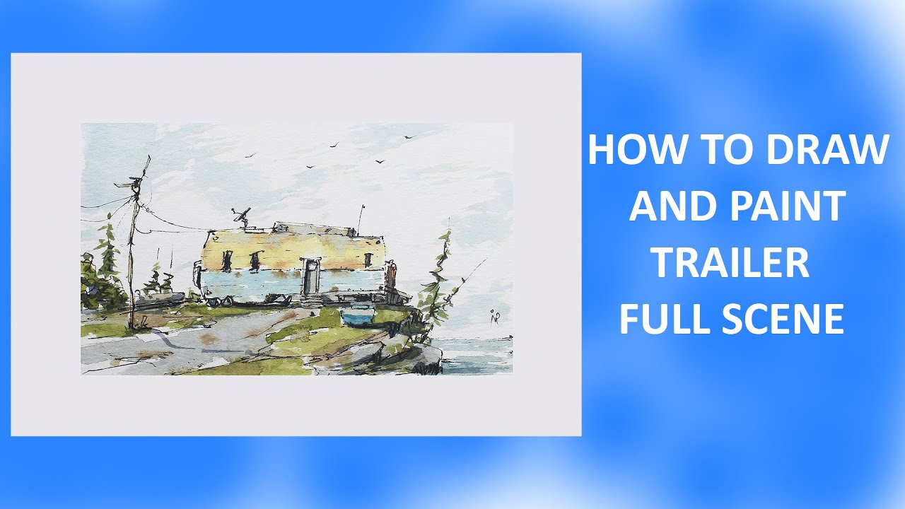 Trailer Line and wash watercolor for beginners in full real time by Nil Rocha