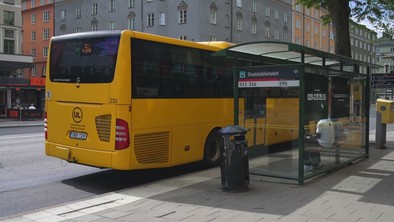 Sweden, Stockholm, Stadsbiblioteket bus stop