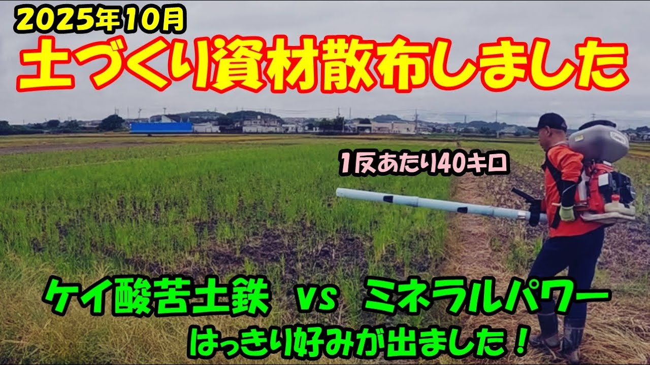 土づくり資材散布しました　田んぼ・2026　20251011
