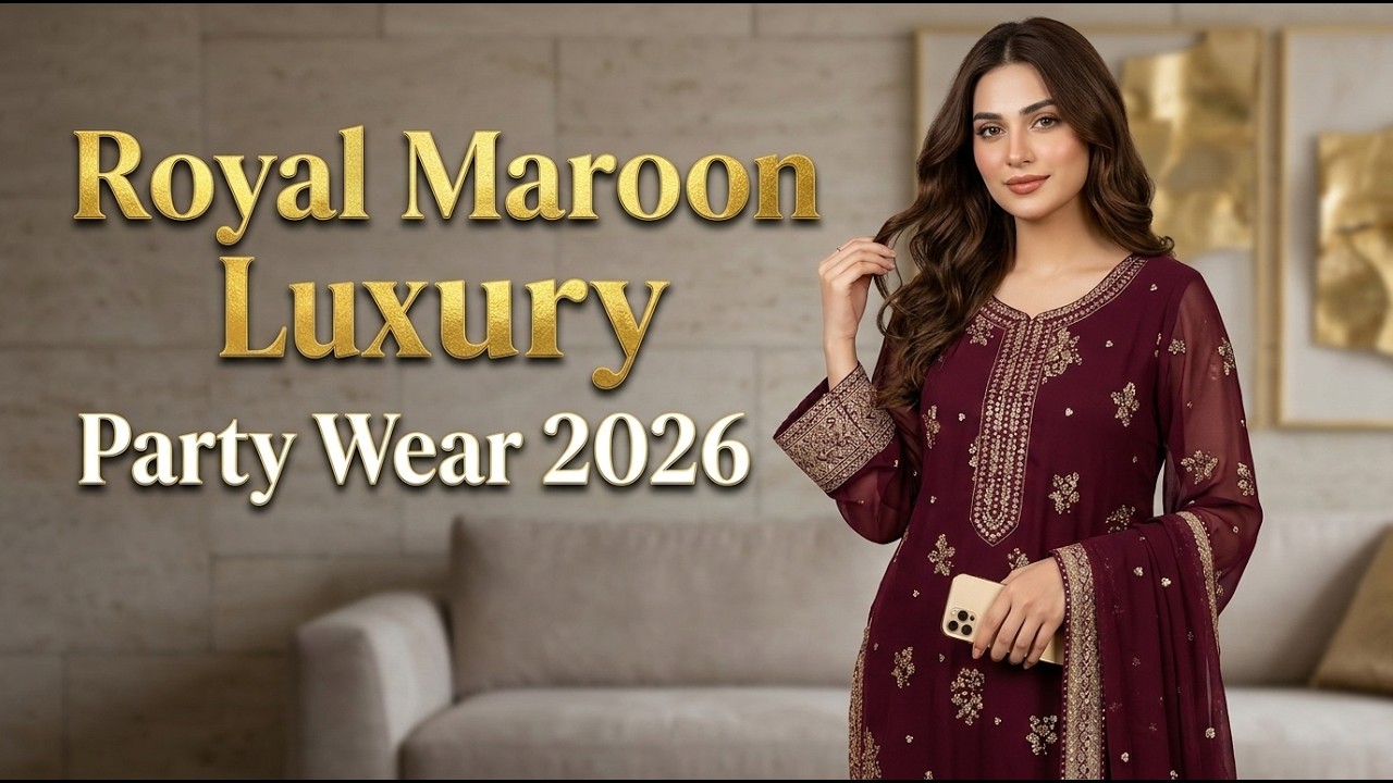 Luxury Maroon Embroidered Kurti Set  Elegant Pakistani Party Wear Outfit 2026 Stitching Available DM