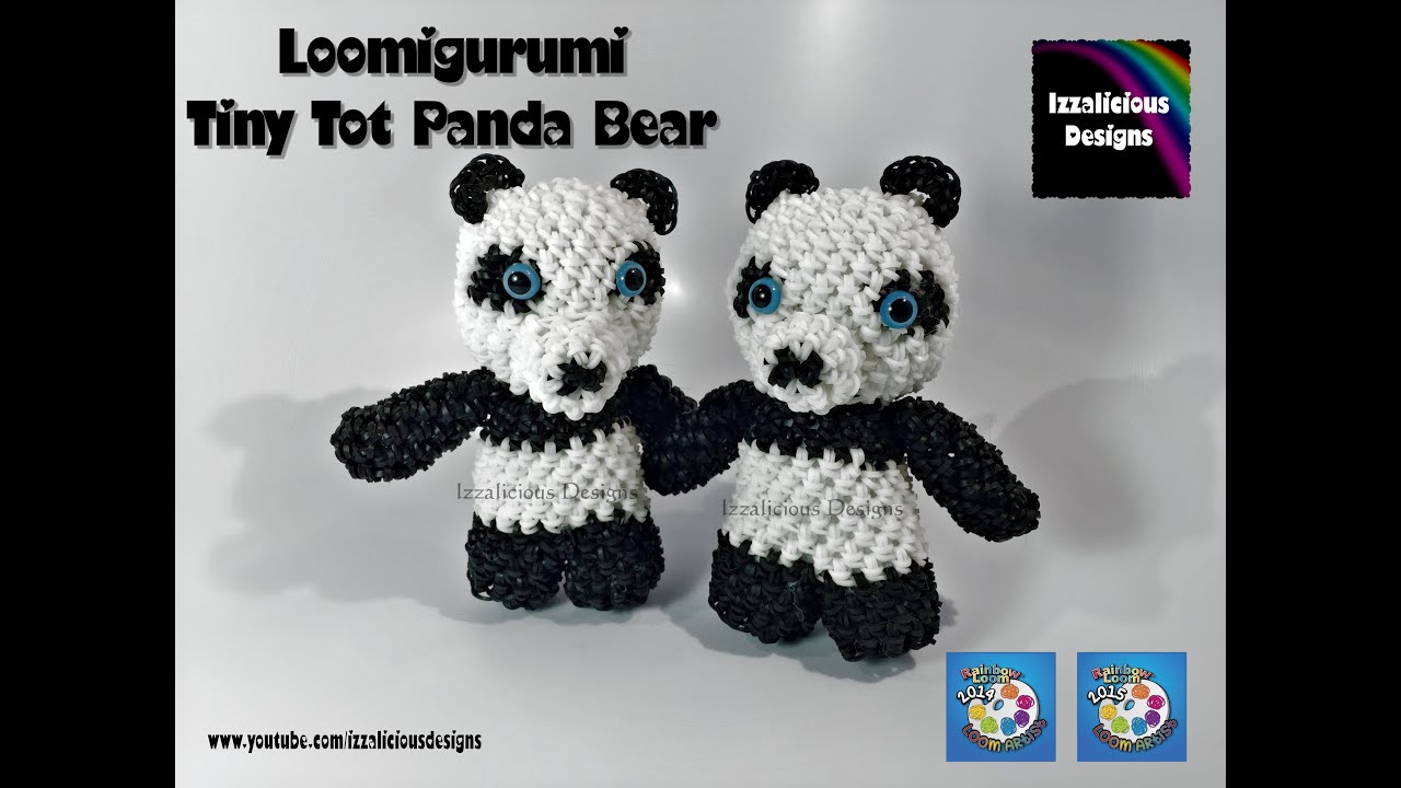 Rainbow Loom Loomigurumi Tiny Tot Panda Bear made w/ Rainbow Loom Bands