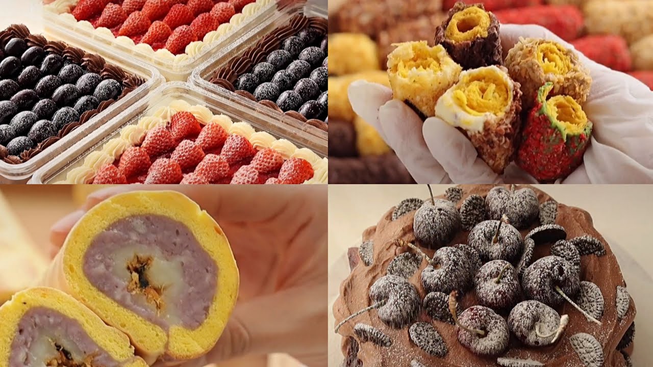 【抖音美食】全网都在学做的盒子蛋糕，蓝莓和草莓你喜欢哪个｜五彩年饼，趁这个新年做给亲戚朋友们吃吧~｜抖音红遍全网的甜品料理