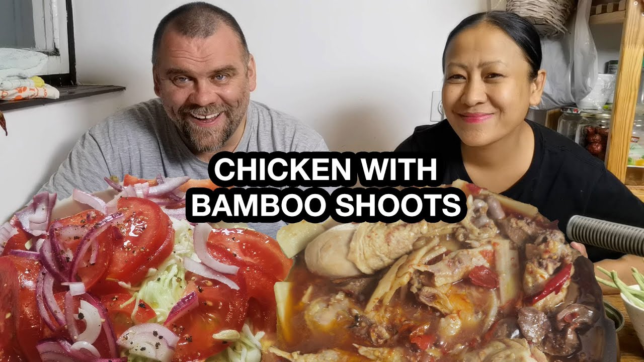 NAGA STYLE CHICKEN WITH BAMBOO SHOOTS/NO OIL LOCAL CHICKEN RECIPE/TANGKHUL MUKBANG