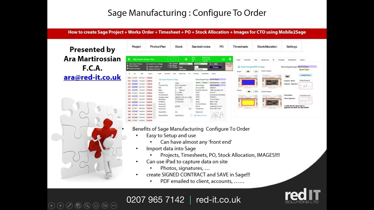 Sage Manufacturing: Configure To Order using iPad with Projects,Orders,Invoices,Photos &  Signatures