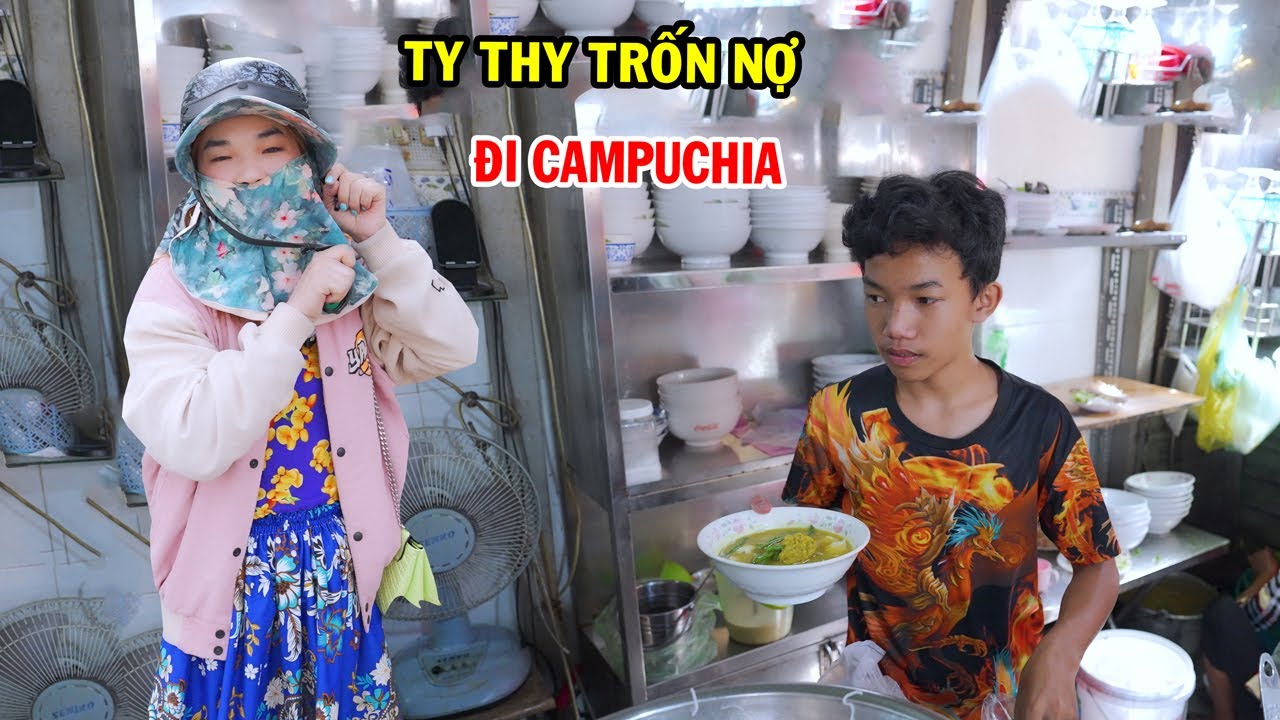 Sáng giờ bị đòi nợ, Ty Thy che mặt trốn nợ đi chợ Campuchia - Ty Thy Vlog Gỏi đu đủ