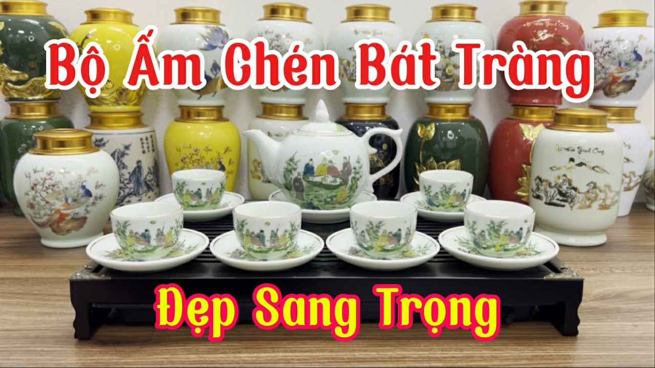 Bộ ấm chén Bát Tràng đẹp - Bộ ấm trà Bát Tràng cao cấp - Ấm chén Bát Tràng cao cấp