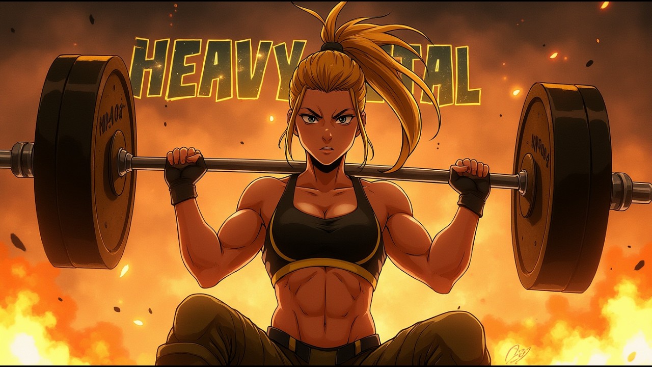 Epic Anime Workout | Muscular Girl + Heavy Metal Vibes