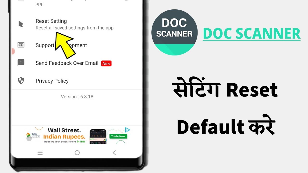 Doc Scanner App Reset / Restore Settings Guide