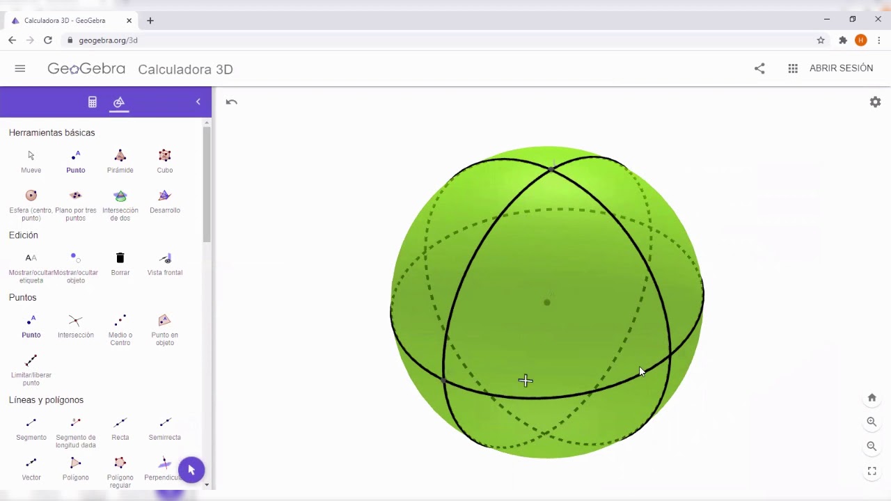 Video tutorial para realizar Triángulos Esféricos en GeoGebra y como medir sus lados.