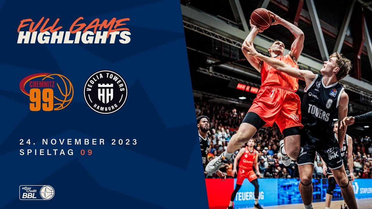 NINERS Chemnitz vs. Veolia Towers Hamburg - Game Highlights - Spieltag 09, Saison 23/24 (Re-Upload)