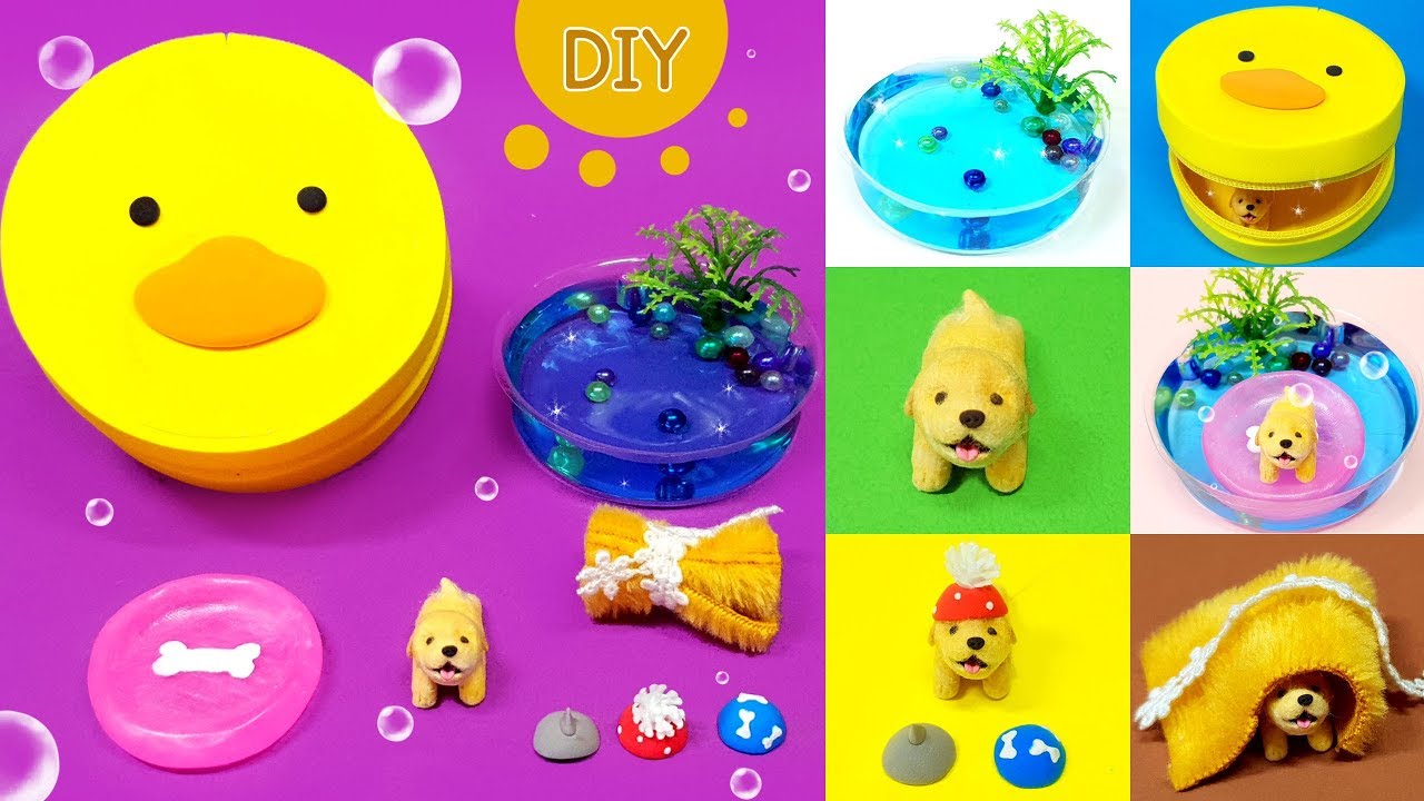 DIY Miniature animal set - Swimming Puppy set !! puppy , swimming pool - 미니어쳐 강아지 수영장 세트 만들기 !
