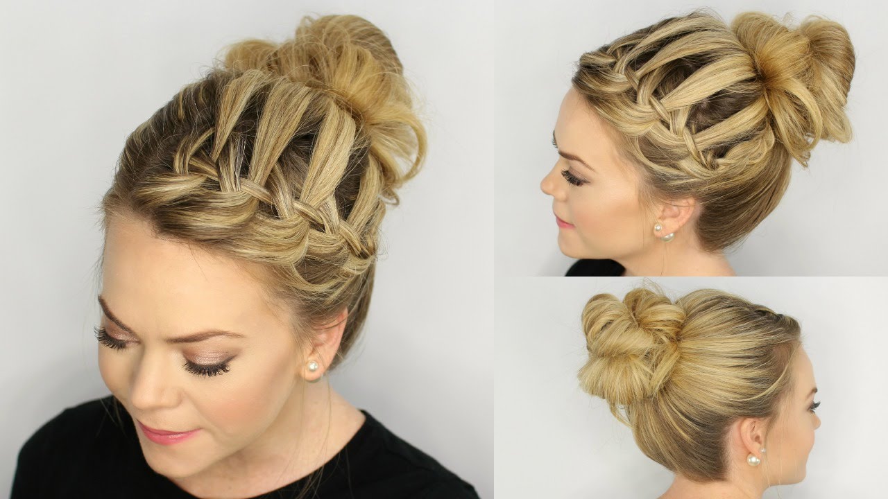 Waterfall Braid Messy Bun