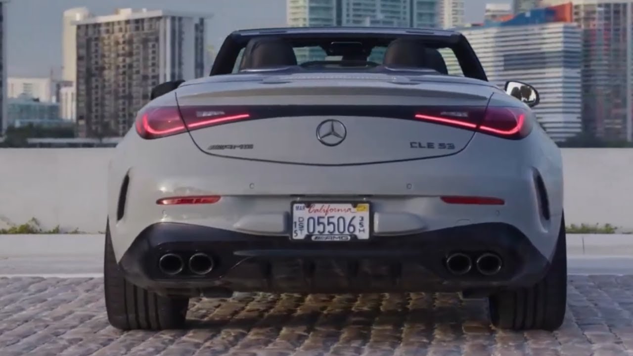Mercedes-AMG CLE 53 4MATIC+ Cabrio in Alpine Grey – 449 PS, 600 Nm & Soft-Top in Action