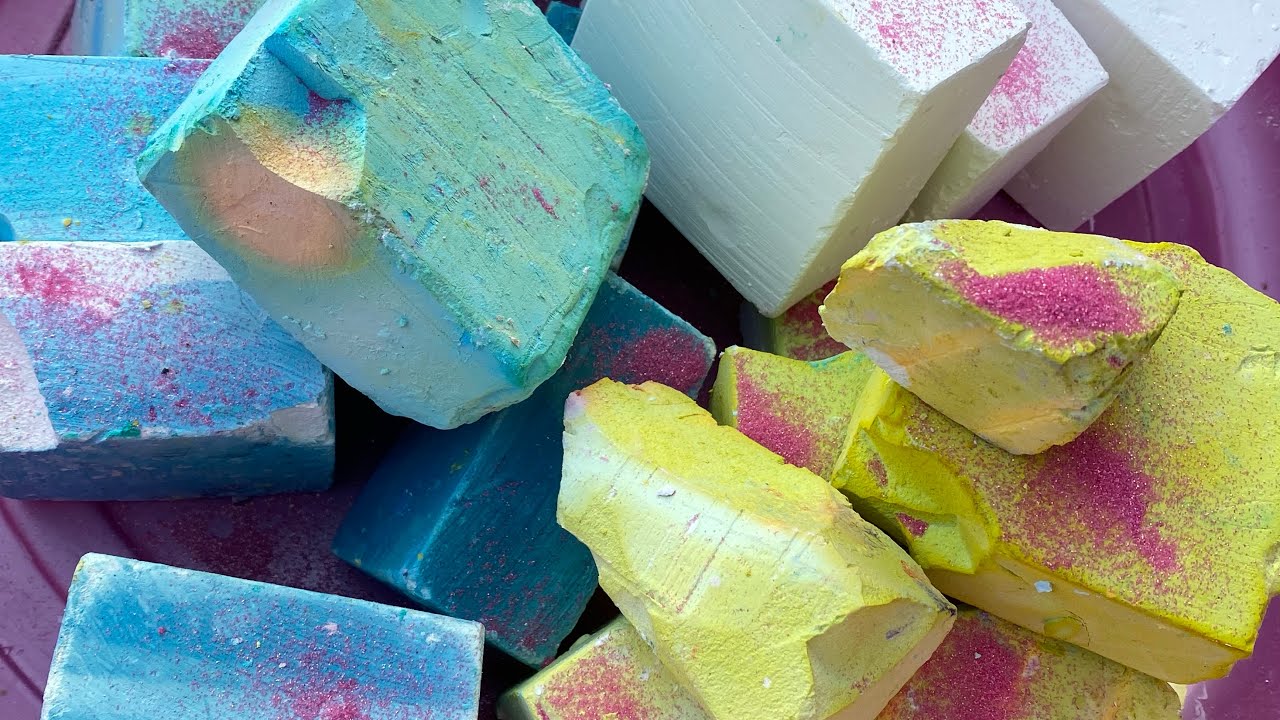 Oddly satisfying video | relaxing 😌 video | Turquoise pink lime & plain gym chalk