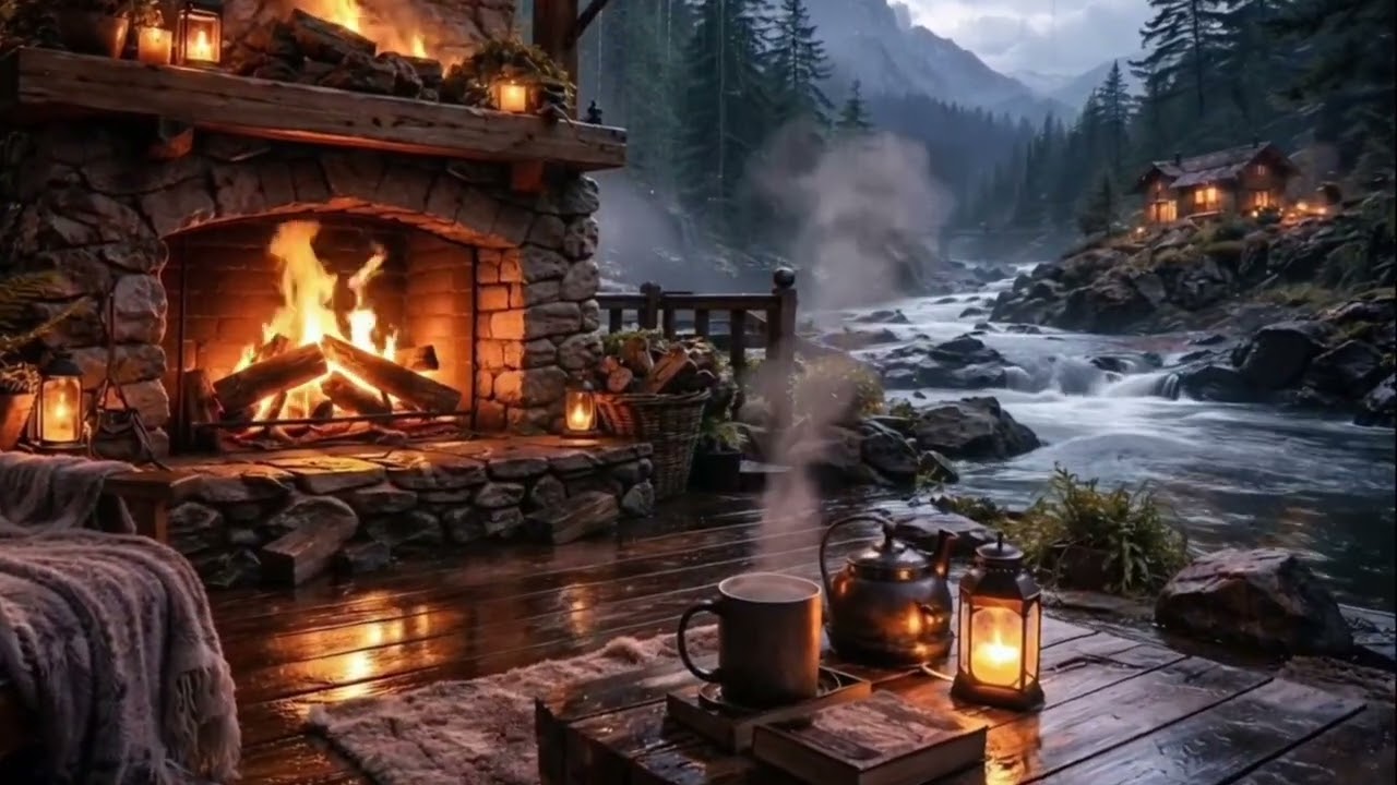 Light Rain & Fireplace Sounds (3 HOURS) 🌧️🔥 Cozy Cabin for Deep Sleep | DeepRainSleep-z9j
