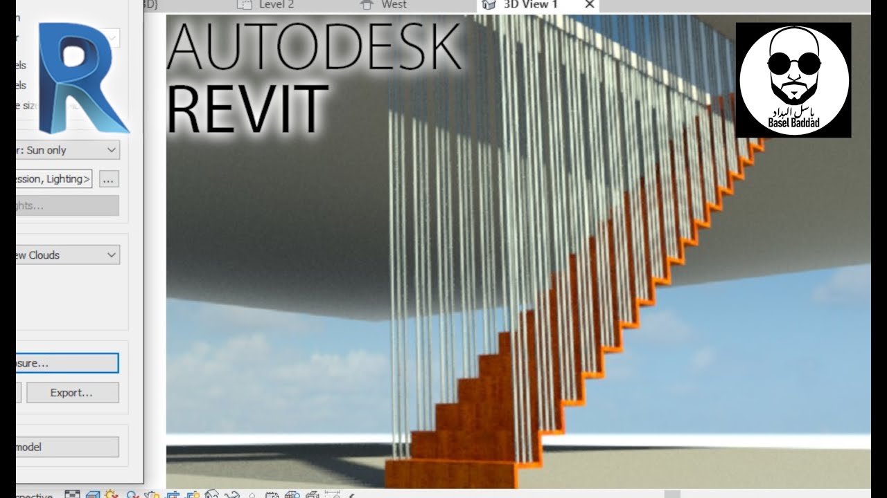 Suspended Stair Design Using Revit - طريقه عمل الدرج المعلق باستخدام الريفيت المعماري