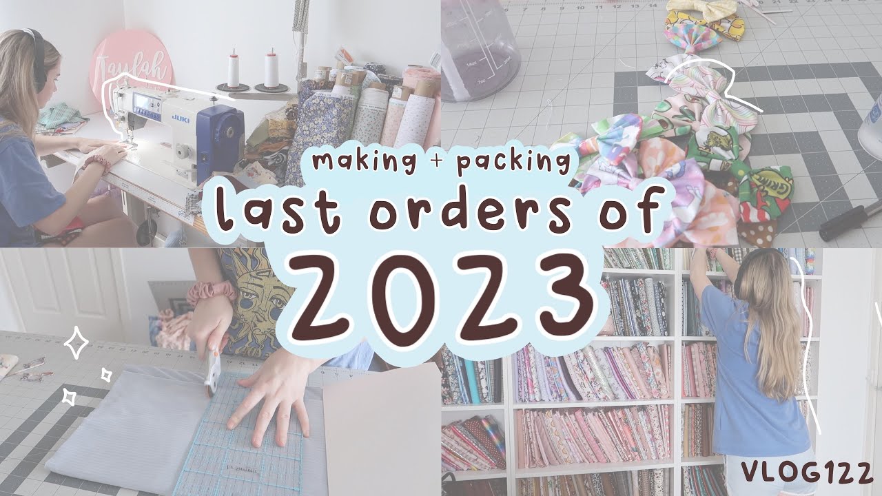 last orders of 2023 making and packing scrunchies and hair bows for december product launch VLOG122