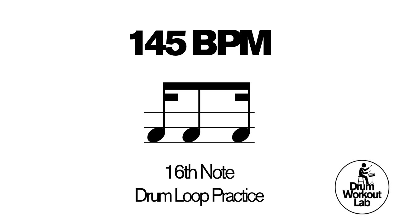 16th Note Drum Exercise | 1 & a | 145 BPM | Drum Loop