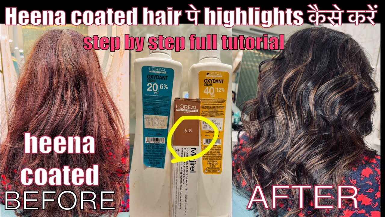 Loreal professional hair colour, heena hair पे 6.8 majirel hair colour कैसे करें , step by step
