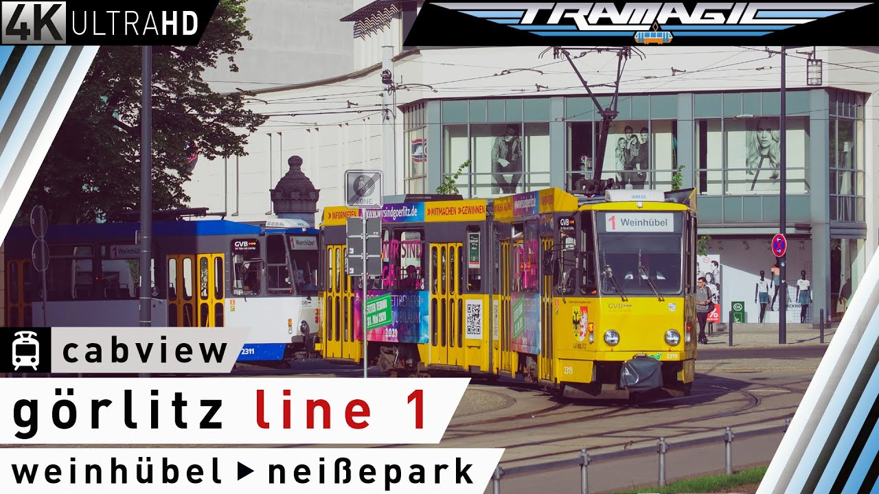 Взгляд водителя: Герлиц, линия 1 Weinhübel - NeißePark | 4K