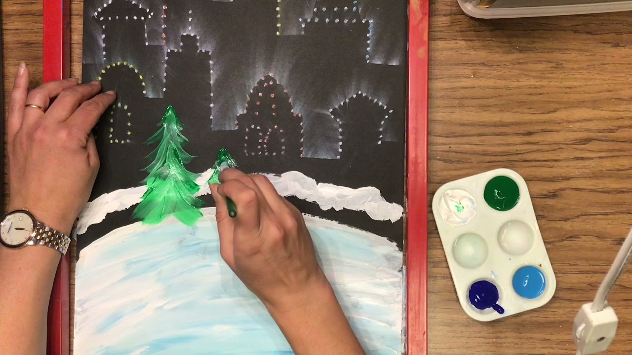 Winter Cityscape Trees and Pond