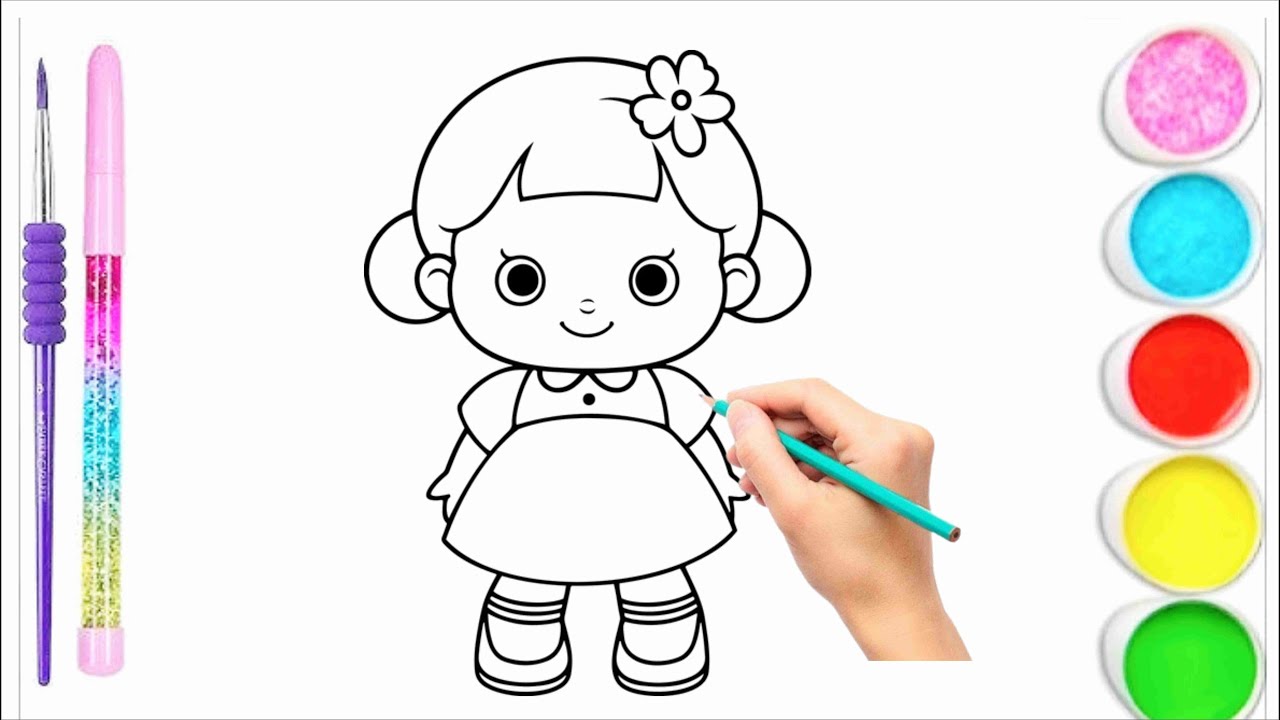 Doll Coloring Videos | Cute Doll Drawing | Coloring page for kids