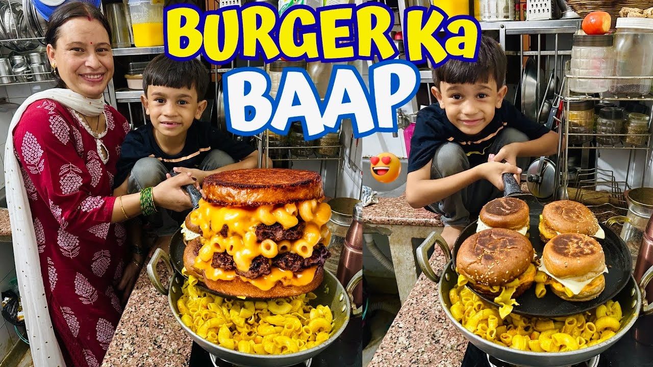 Mummy Ne BURGER Ka Baap Banaya 😍Macaroni Cheese Burger 🍔