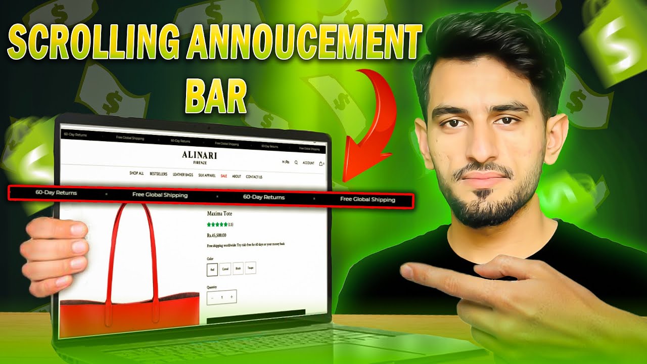 How to Add Scrolling Announcement Bar in Shopify Store for Free | Announcement Bar | Succeessify