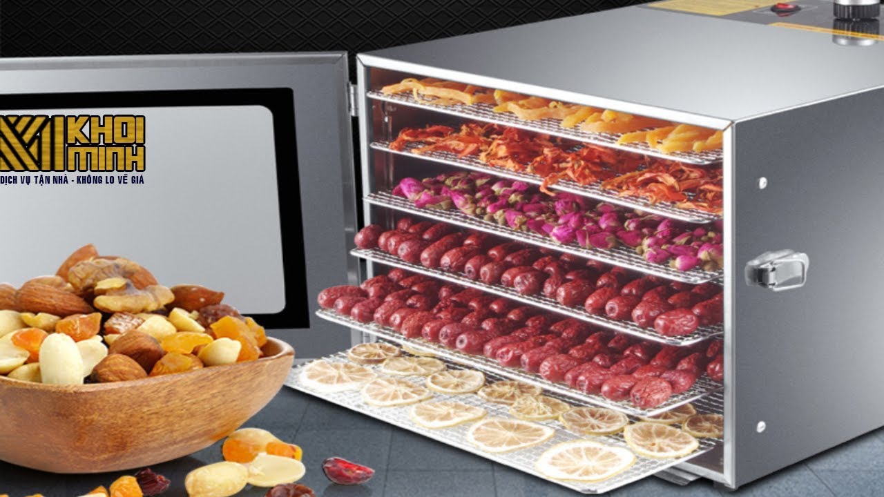 Máy sấy thực phẩm mini 6 khay bằng inox giá rẻ, sấy khô sấy dẻo trái cây, thịt, tôm, cá