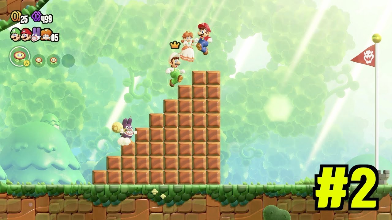 Super Mario Bros Wonder (4 players co-op) : World1 Pipe-Rock Plateau complete Hidden Path