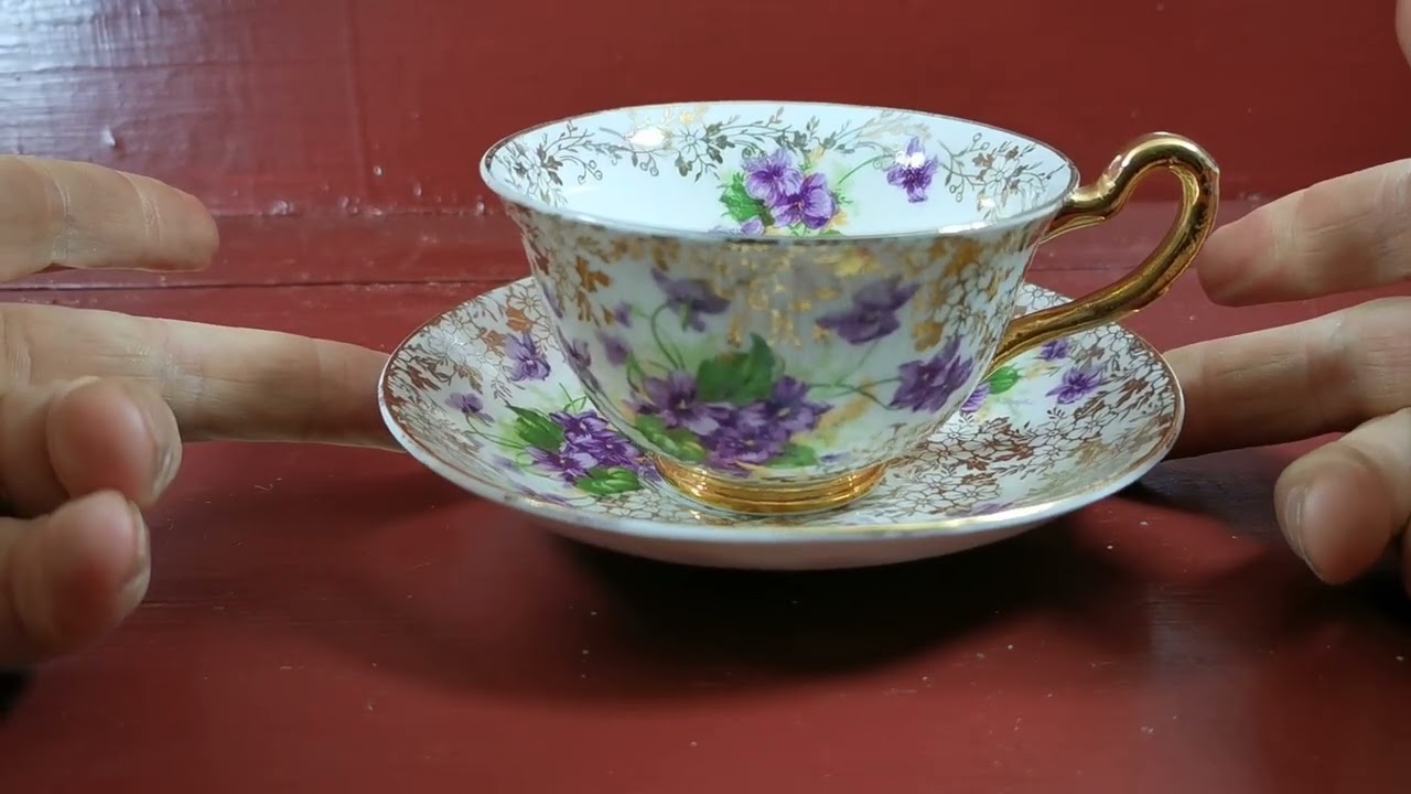 Vintage Charles Amison Victorian Open Bowl Sweet Violets Teacup and Saucer