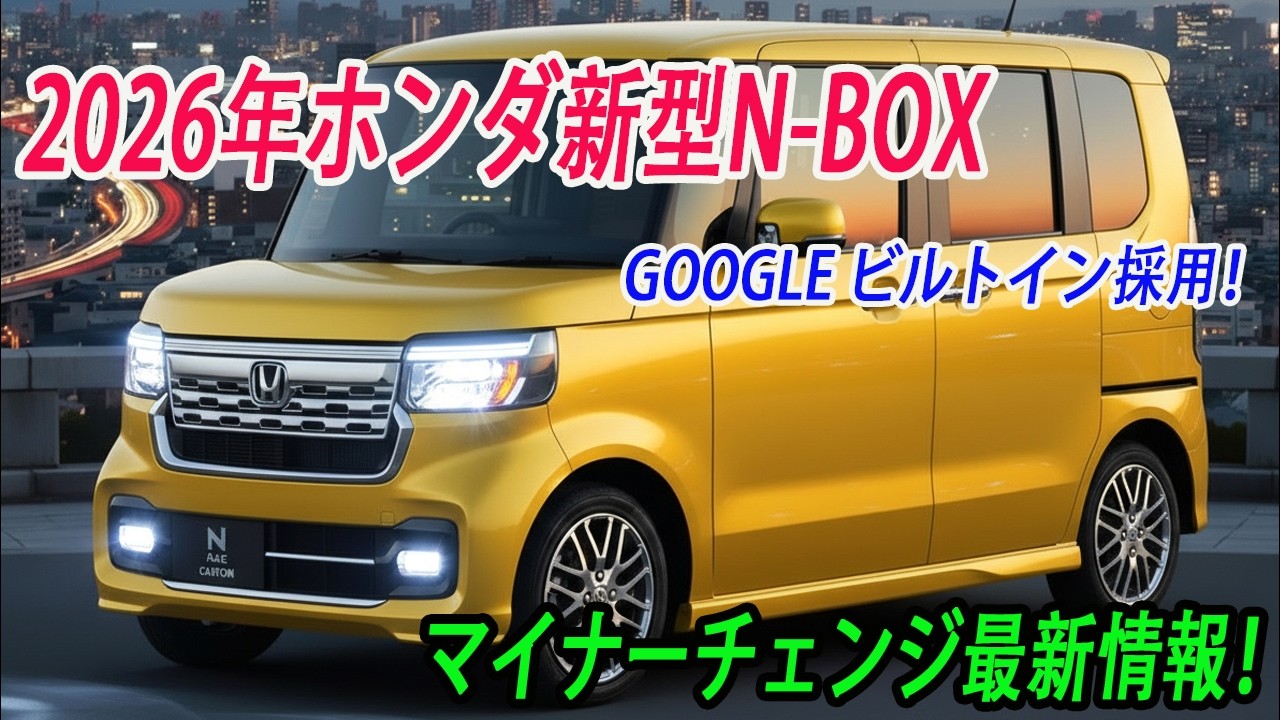 ホンダ新型N-BOXマイナーチェンジ、2026年9月発売予定！新デザイン＆Google ビルトイン採用！