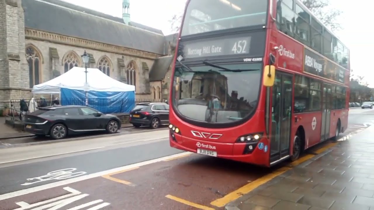 Journey on First bus London BJ11 DGV Wright Gemini 2 B9TL on route 452
